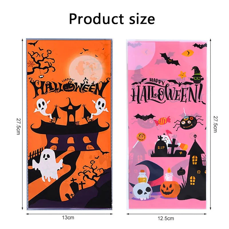 Halloween Gift Bag With Zip Ties Plasic Cartoon Pattern Festival Party Supplies Flat Two Color Schemes Mouth Candy Bag TMZ