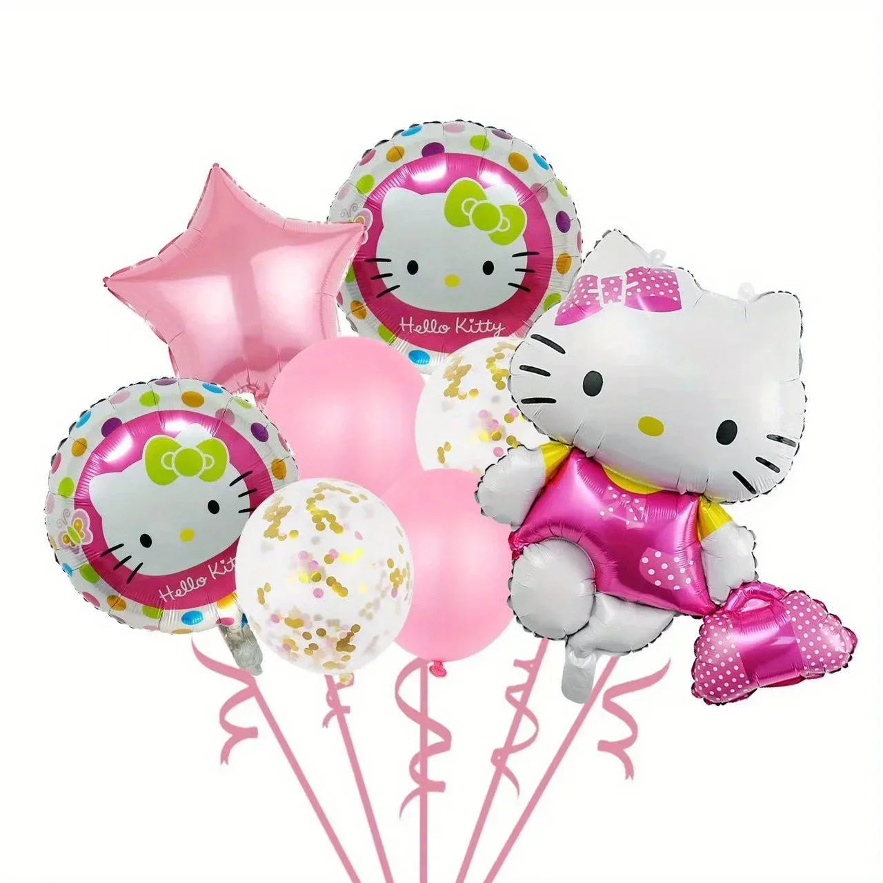 8Pcs Funny Sanrio Hello Kitty Balloon Cute Cartoon Anime KT Girl&Child Party Decoration Room Decoration Kawaii Holiday Gifts