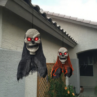 2PCS Halloween Decorations Party Hanging Skull Skeleton Ghost Ornament Horror Props Haunted Home Decoration Halloween Outdoor