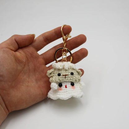 Halloween Home Decoration Handmade Knitted Witch Ghost Doll Ornament  Cute Pumpkin Ghost Keychain for Bag Pendant Christmas Gift