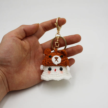 Halloween Home Decoration Handmade Knitted Witch Ghost Doll Ornament  Cute Pumpkin Ghost Keychain for Bag Pendant Christmas Gift