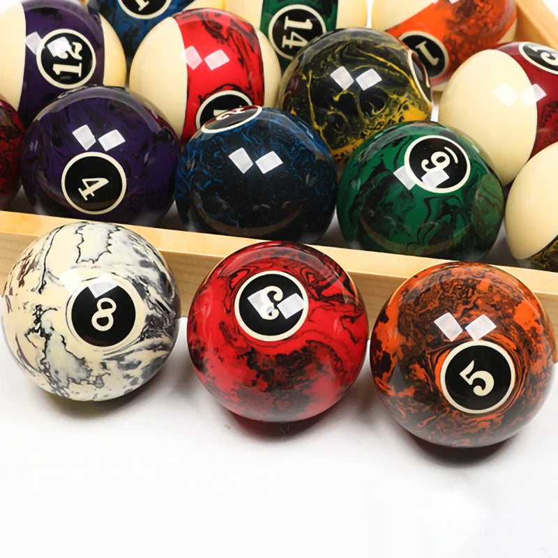 5.72cm Marble Texture Billiard Balls Set, 16pcs Resin Pool Table Balls, Standard International 2.25" Balls for Game Rooms Clubs