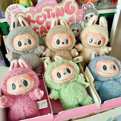 16cm Labubu the Monsters Heartbeat Macaron Enamel Face Cute Stuffed PVC Figurine Ornament Kawaii Toy Kids Birthday Gifts Kids