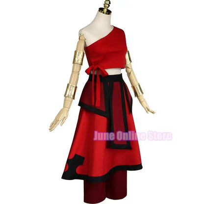 Anime Avatar the Last Airbender Cosplay Katara Fire Nation Cosplay Costume Red Uniform Adult Women Halloween Carnival Clothes