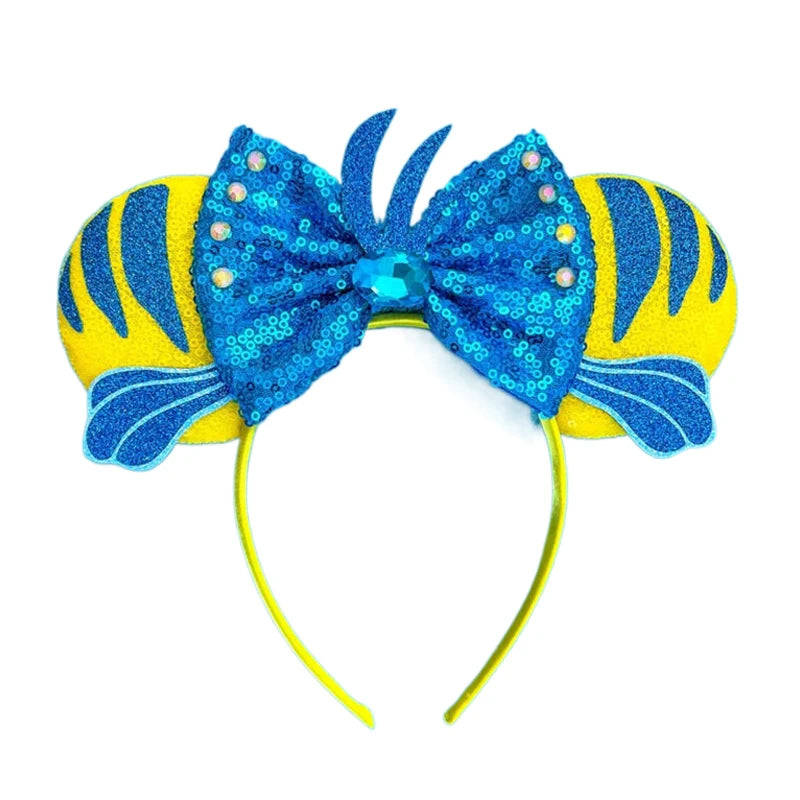 2024 New Design Pattern Mickey Mouse Ears Hairband Sequin Bows Girl Adult Kids Halloween Party Cosplay Hair Accessories