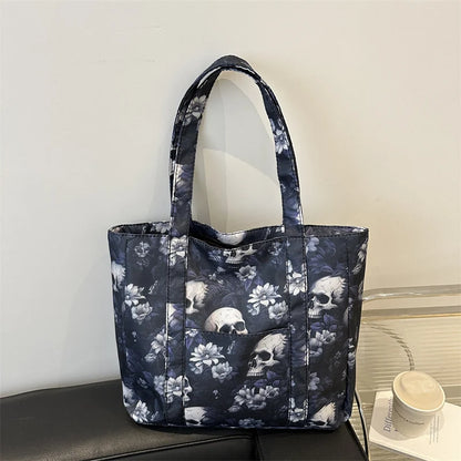 Trendy All Saints' Day Skull Print Decoration Women's Handbags Large Capacity Shoulder Bag Messenger Bag for Outings Halloween