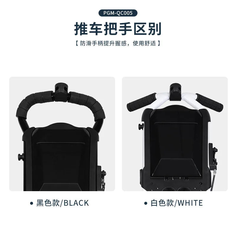 PGM Foldable Golf Bag Cart Four Wheels Aluminium Alloy Trolley With Umbrella Holder Bottle Cage Fixing Rope Manual Brake QC005