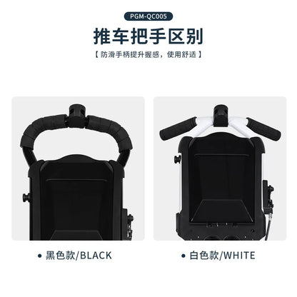 PGM Foldable Golf Bag Cart Four Wheels Aluminium Alloy Trolley With Umbrella Holder Bottle Cage Fixing Rope Manual Brake QC005