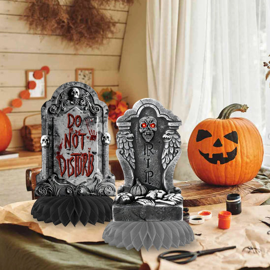 8pcs Halloween Tombstone Honeycomb Decoration, Halloween Party Decoration, Home Decoration, Dining Table Decoration