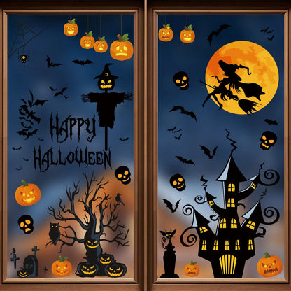 Halloween Decoration Spider Ghost Electrostatic Stickers Halloween Party Supplies Skull Glass Stickers