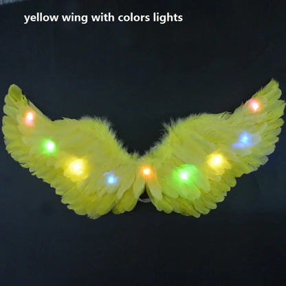 Princess Women Kids LED Glow Light Angel Feather Wing Fairy Girls Props Party Costume Wedding Decoration Christmas  Halloween
