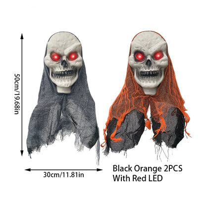 2PCS Halloween Decorations Party Hanging Skull Skeleton Ghost Ornament Horror Props Haunted Home Decoration Halloween Outdoor