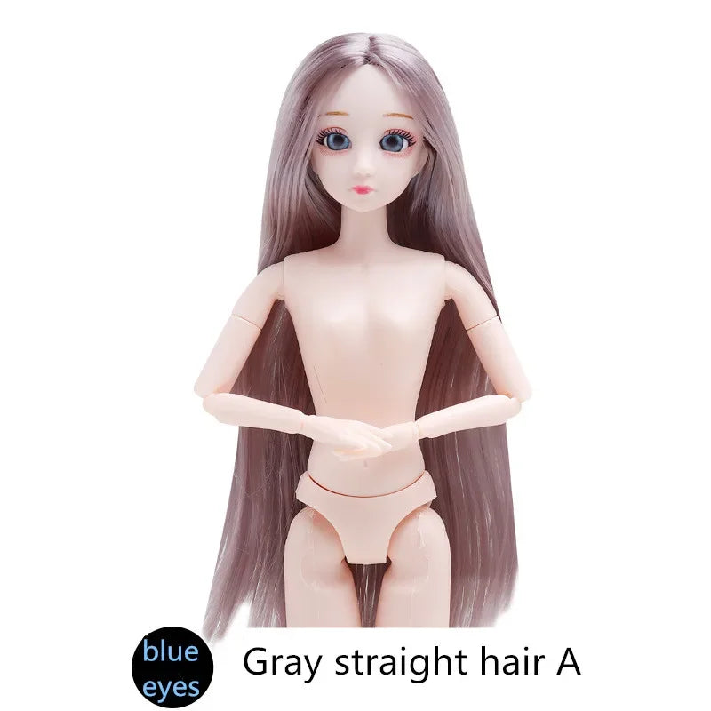 30cm 20 Movable Joints 3D Simulated Eyes Blue Purple Black Eye Long Hair 1/6 BJD Hinged Doll DIY Toy for Girls Gift