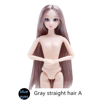 30cm 20 Movable Joints 3D Simulated Eyes Blue Purple Black Eye Long Hair 1/6 BJD Hinged Doll DIY Toy for Girls Gift