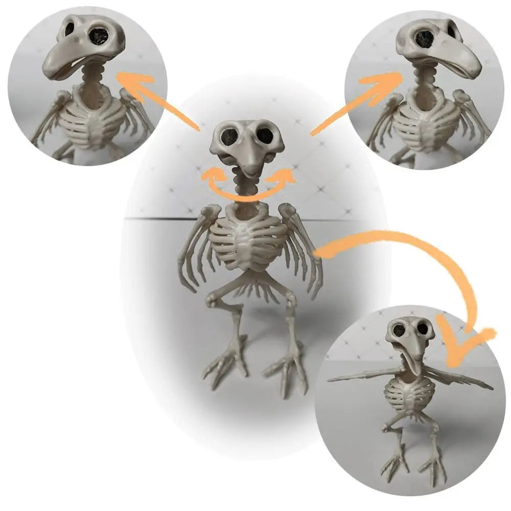 Crazy Bone Skeleton Raven Plastic Animal Skeleton Bones Horror Halloween Party Prop Decoration Bird Crow Skeleton Decoration