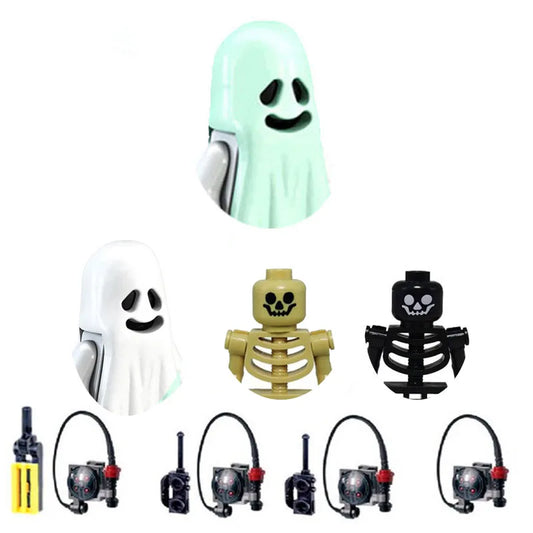 Horror Halloween Movie Stay Puft Luminous Smiling Crying Ghost Vitruvius Model Building Blocks Enlighten Brick Toys for Children