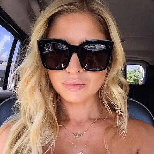 2025 Sunglasses Lady Flat Top Eyewear Lunette Femme Women Luxury Brand Sunglasses Women Rivet Sun Glasse UV400