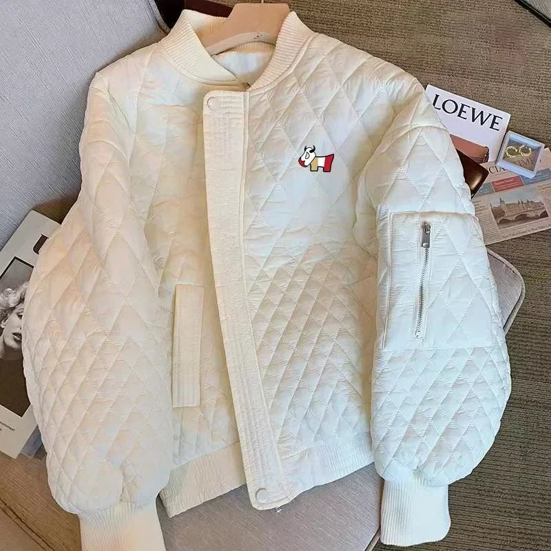 Women Golf Wear White Cotton-Padded Tennis Jackets  Autumn Winter Warm Outwear Women Casual Windbreaker Coat Golf Clothing