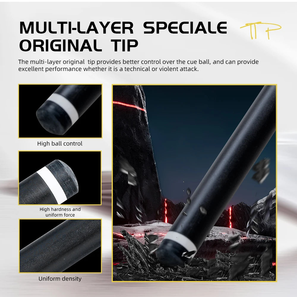 ZOKUE Carbon Fiber Pool Cue  Elite Series With 12.5mm Low Deflection Full Carbon Technology Cue Stick for Billiard Cue Stick Kit