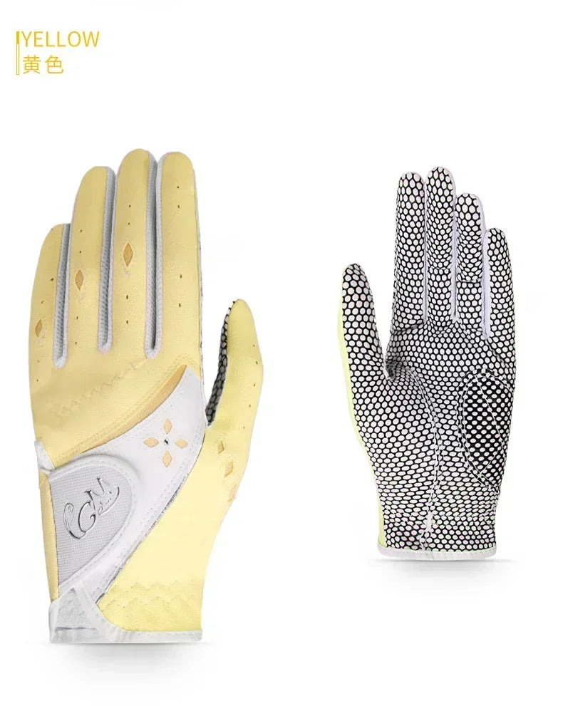 PGM 1 Pairs Women Golf Gloves Soft Breathable PU Leather With Non-Slip Particle Outdoor Sports Wholesale Accessories