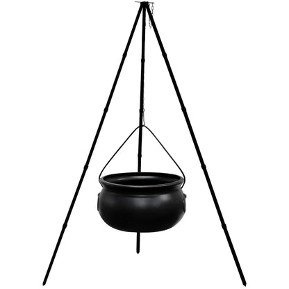 Halloween Decor Outdoor Large Witch Cauldron on Tripod With Lights Candy Bucket Halloween Bonfire Horror Carnival Party Decor