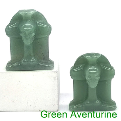 Halloween Foam Tombstone Skull Cross Decoration Natural Stone Crystal Gravestone Carving Reiki Healing Figurine Gemstone Gift