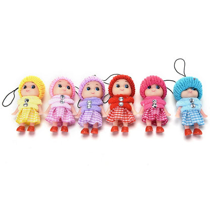 6PCS Cute Fashion Kids Plush Dolls Keychain Soft Stuffed Toys Keyring Mini Plush Animals Key Chain Baby for Girls Women