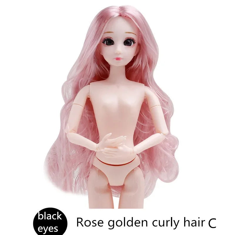 30cm 20 Movable Joints 3D Simulated Eyes Blue Purple Black Eye Long Hair 1/6 BJD Hinged Doll DIY Toy for Girls Gift