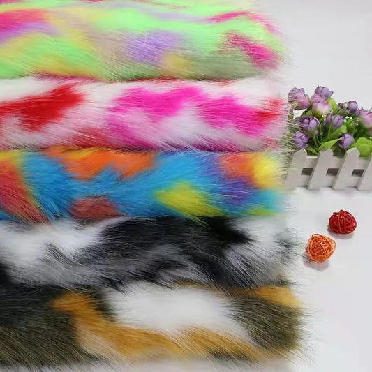 170*50cm High Grade Thicken Jacquard Fox Imitation Faux Fur Fabric,colorful Jacquard Fur Fabric for Patchwork