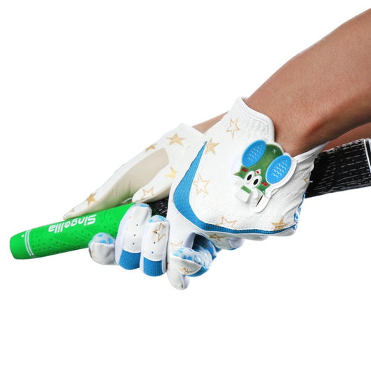 Children's Golf Gloves Deerskin Golf Gloves Kid Youth Breathable Fiber Layer Soft Comfortable Anti-Slip Outdoor Training Present