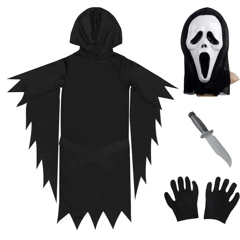Kids Adults Mother Father Scream Costume Children Fancy Dress Halloween Carnival Party Horror Death Ghostface Costume Boys Teens