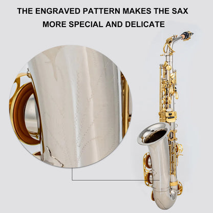 E-Drop Alto Saxophone Wind Instrument 802 Key Brass Saxophone Instrument Suitable Children Beginners Adult Full Set Accessories
