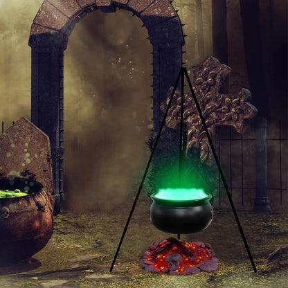 Halloween Decor Outdoor Large Witch Cauldron on Tripod With Lights Candy Bucket Halloween Bonfire Horror Carnival Party Decor