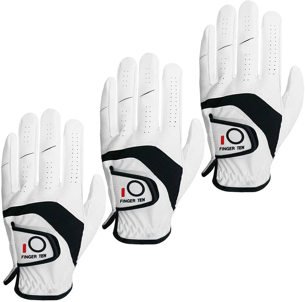 Golf Gloves Men Golfer Left Hand Right Handed Leather All Weather Grip 3 Pack