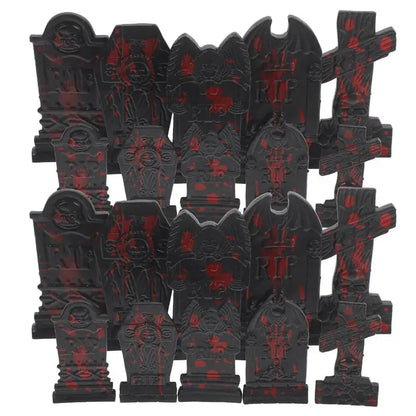 10pcs Horror Halloween Decoration Miniature Tombstone Micro Figurine Ornaments Hallowmas Prop Halloween Gravestone Model