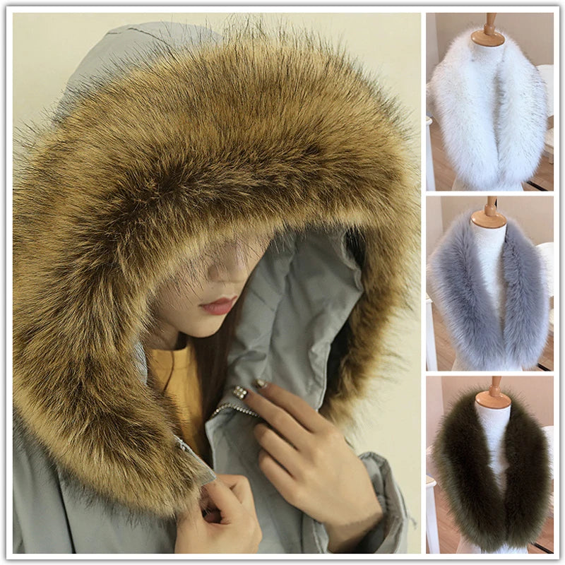 Winter Faux Fur Collar Scarf Women Warm Thick Imitation Fur Shawl Collar Fluffy Neck Warmer Scarves Coat Clothes Accessories