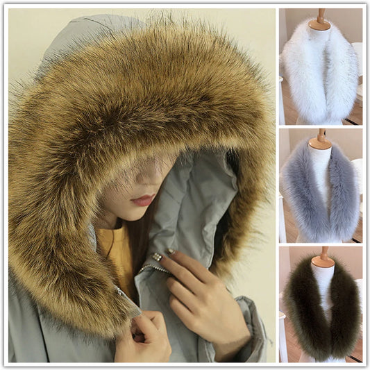 Winter Faux Fur Collar Scarf Women Warm Thick Imitation Fur Shawl Collar Fluffy Neck Warmer Scarves Coat Clothes Accessories
