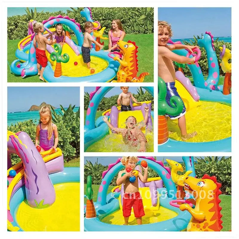 Swimming Children's Inflatable Big Pool Floats Slide Dinosaur Castle Pools Summer Play Piscina Water Toys Games Kids for Baby