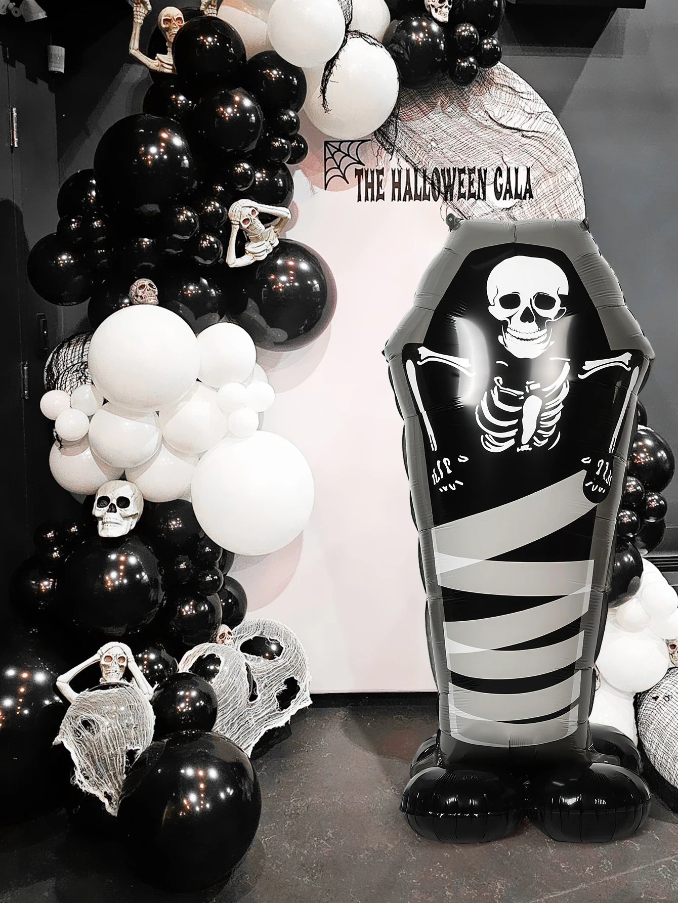 1pc Skull Tombstone Balloon, Halloween Theme Decoration, Skull Party, Garden Cemetery Decoration, Haunted House Decoration