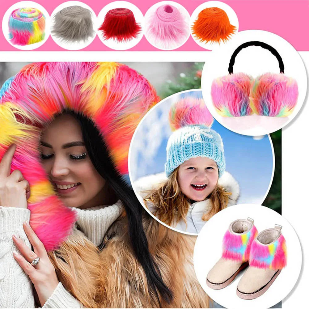 1.5M Faux Fur Ribbon Tape DIY Apparel Sewing Fluffy Trim Trimming Fabric Sewing Plush Fur Stripe Home Christmas Decoration