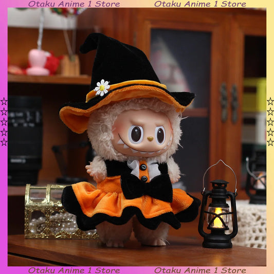 Halloween Labubu Clothes Cute Pumpkin Dress Belt Pants Ghost Set Mini Plush Doll Clothing Fashion Doll Accessories DIY Gift