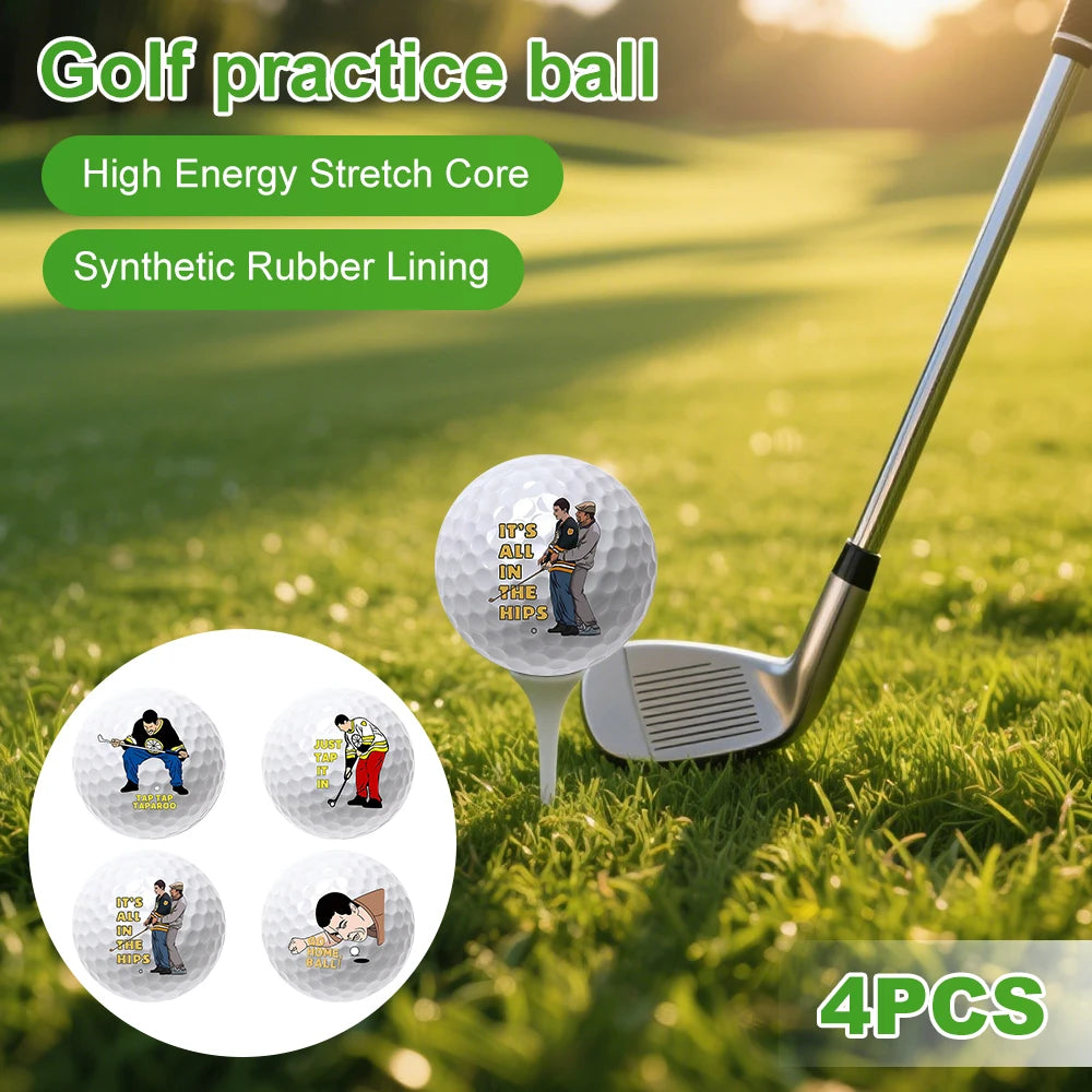 4Pcs Golf Practice Balls 4 Patterns Double Layers Premium Performance Golf Traning Balls for Golf Sports