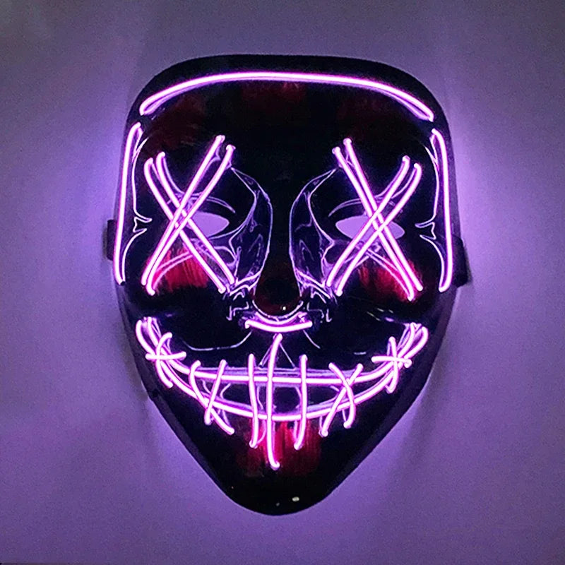 Halloween Scary LED Glowing Mask-Colorful Luminous Ghost Face,Carnival/Cosplay Party/Nightclub/Music Festival/Costume Supplies