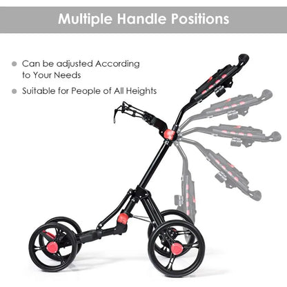 Tangkula Golf Push Pull Cart, Lightweight Aluminum Collapsible 4 Wheels Golf Push Cart, Golf Trolley With Foot Brake