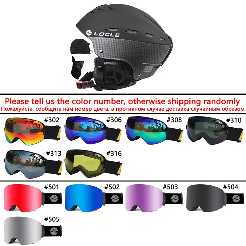 LOCLE Men Skiing Helmet Women Children Boys Girls Ski Helmet Skating Skateboard Snowmobile Motorcycle Helmets Size 52-64cm
