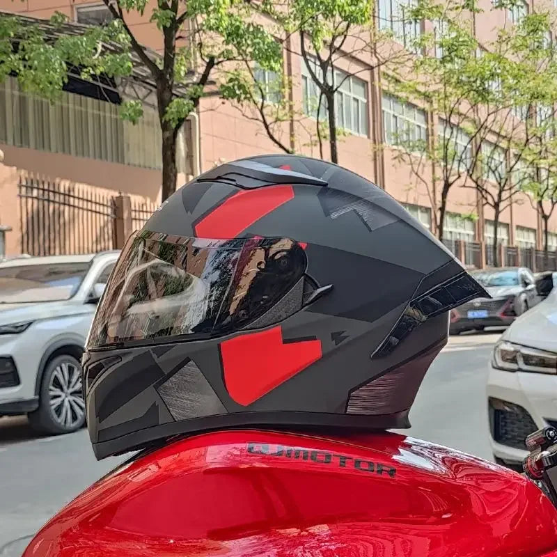 Orz Motorcycle  Full Face Helmet Dual Lens Racing Helmet Personality Horns Modular Flip Up Helmets DOT Approved