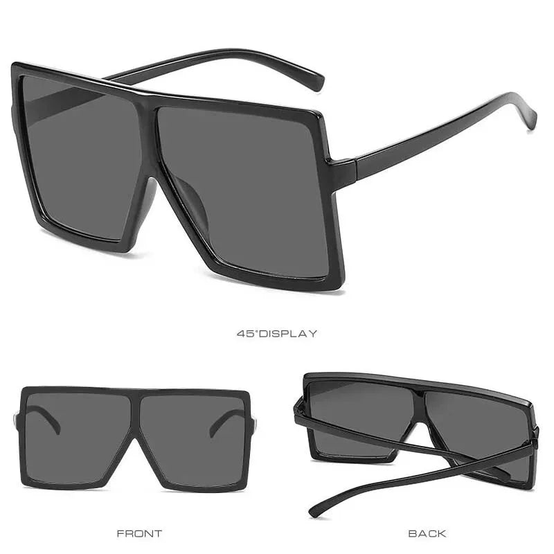 Oversized Shades Sunglasses Woman Black Fashion Square Big Frame Sun Glasses Female Vintage Retro Glasses Unisex Oculos Feminino