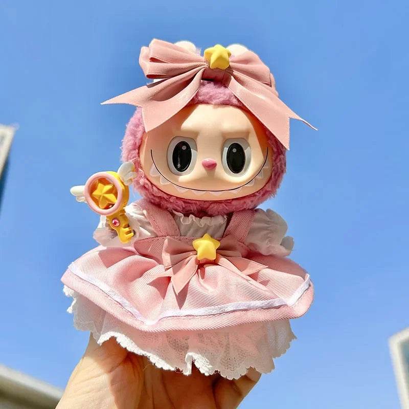 17cm Cute Baby Clothes Accessories for Korea Kpop Exo Labubu Idol Dolls Skirt Doll Clothes Clothing Fans Overalls
