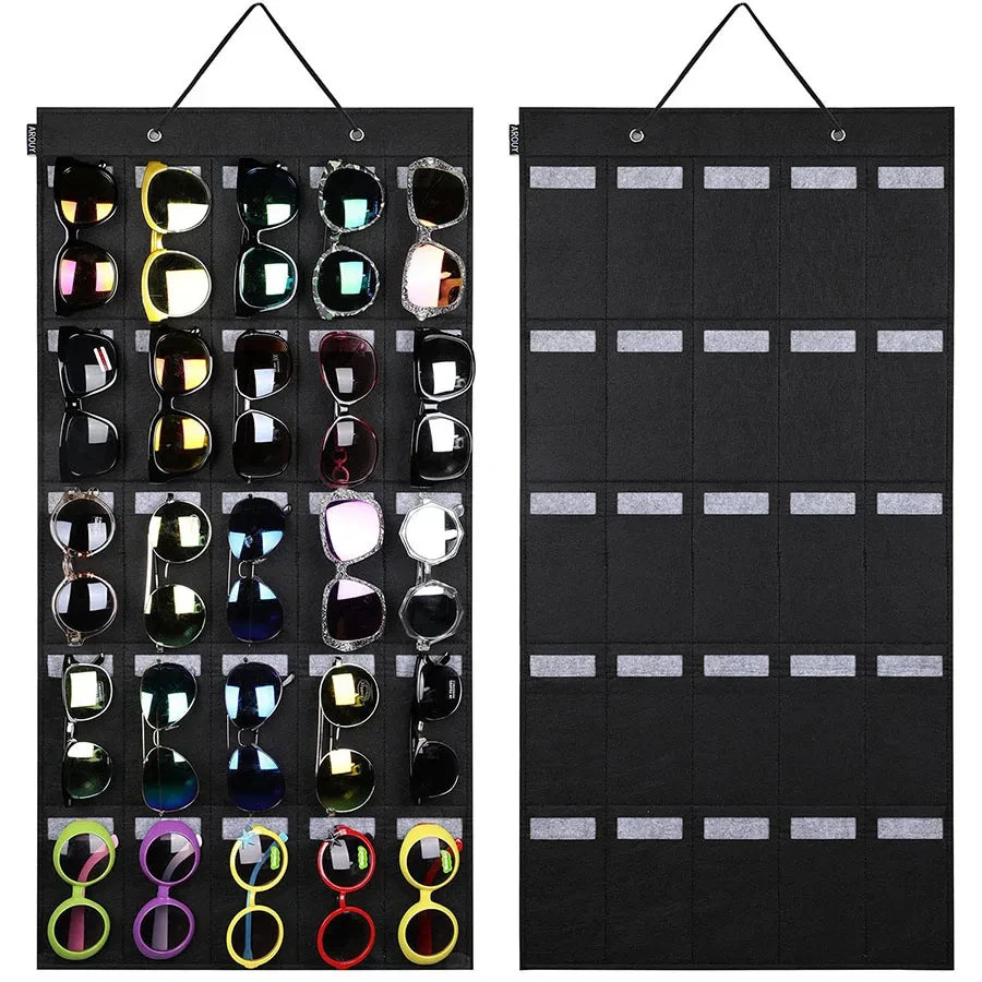 1 Pcs Sunglasses Felt Storage Hanging Bag Sunglasses Accessories Hanging Display Rack Behind the Door Wall Storage Organizer New