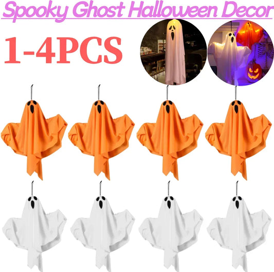 Halloween LED Hanging Ghost Light IP65 Waterproof Halloween Glowing White Ghost Glowing Door Hanging Ghost for Halloween Party
